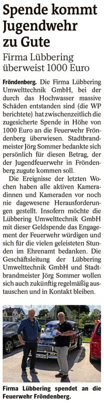 Report in "Westfalenpost" August, 3rd 2021