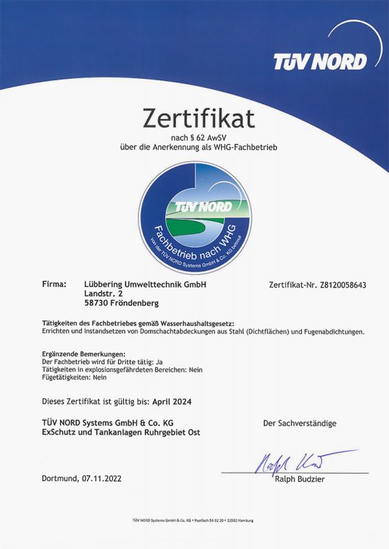 Certificate WHG